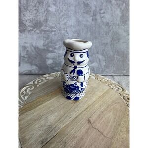 Vintage Katana Japan Ceramic Chef Utensil Holder Blue White Hand Painted 7 inch